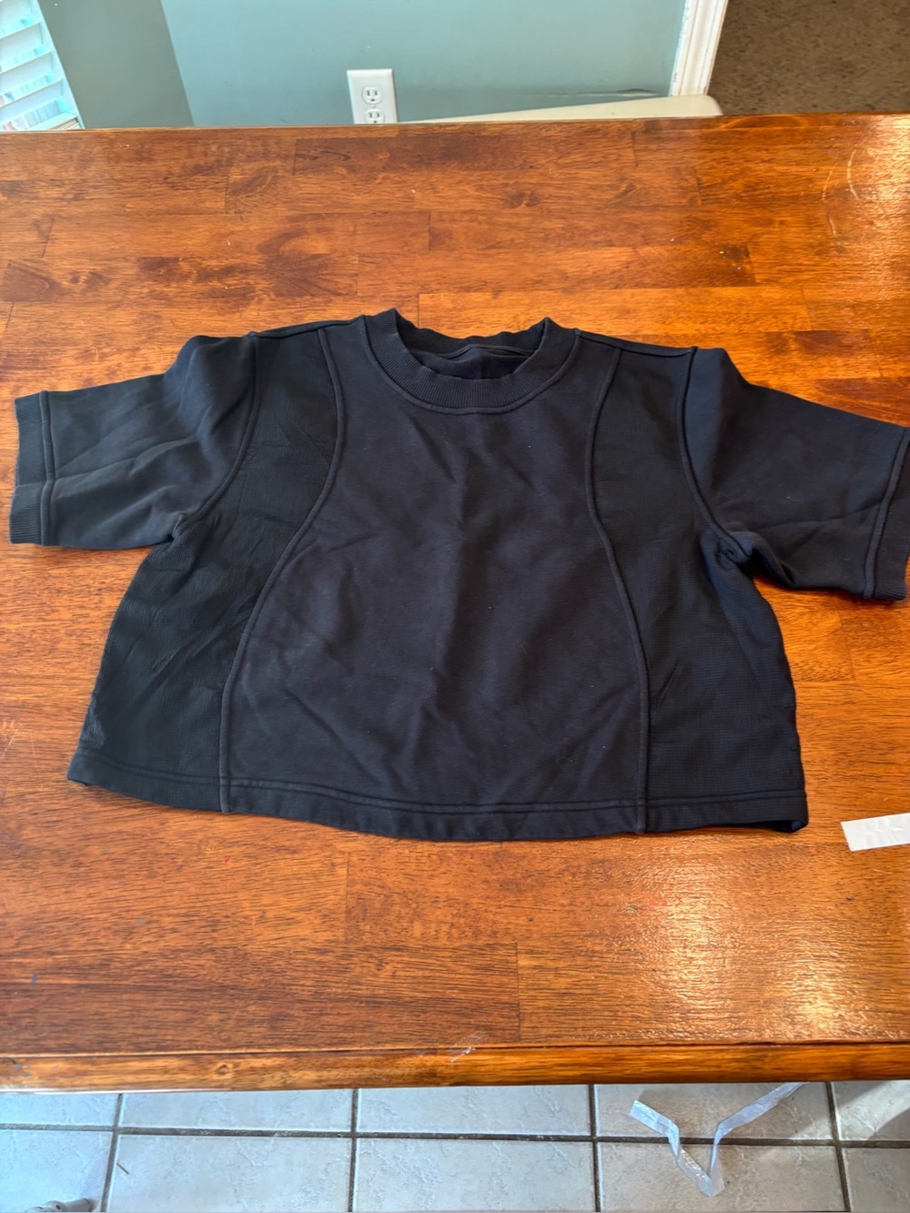Lululemon Cotton French Terry + Swift T-Shirt Black Cropped Boxy Seam Detail 6